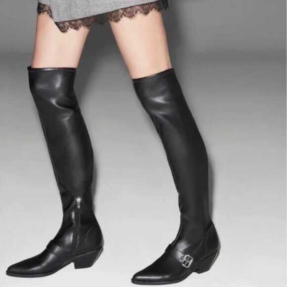 Marc Fisher Shoes - Marc Fisher Bradlee Over-The-Knee Leather Boots – Black | Size 9.5